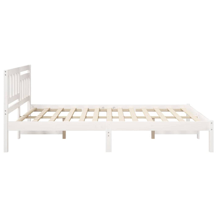 Cadru de pat cu headboard Alb 150 x 200 cm Lemn de pin masiv WALTI