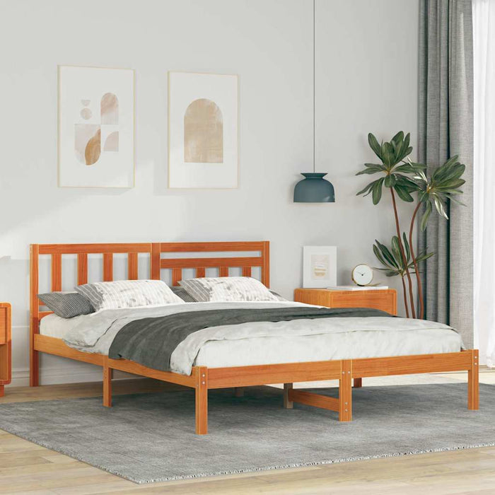 Cadru de pat Maroniu cerat 150 x 200 cm Lemn de pin masiv WALTI