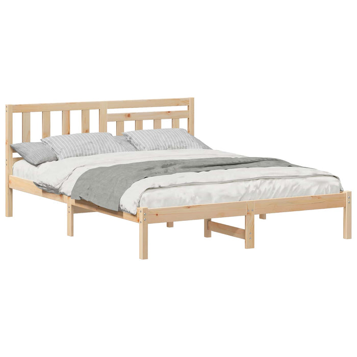 Cadru de pat cu headboard Maro 140 x 200 cm Lemn de pin masiv - WALTI WALTI