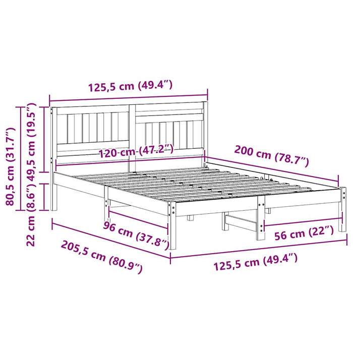 Cadru de pat cu headboard Maro 120 x 200 cm Lemn de pin masiv - WALTI WALTI