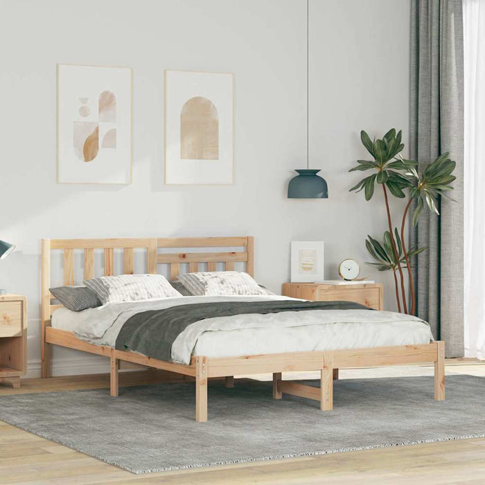 Cadru de pat cu headboard Maro 140 x 190 cm Lemn de pin masiv - WALTI WALTI