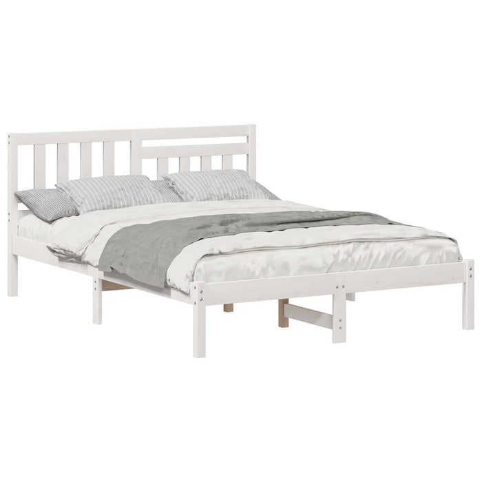 Cadru de pat cu headboard Alb 140 x 190 cm Lemn de pin masiv WALTI