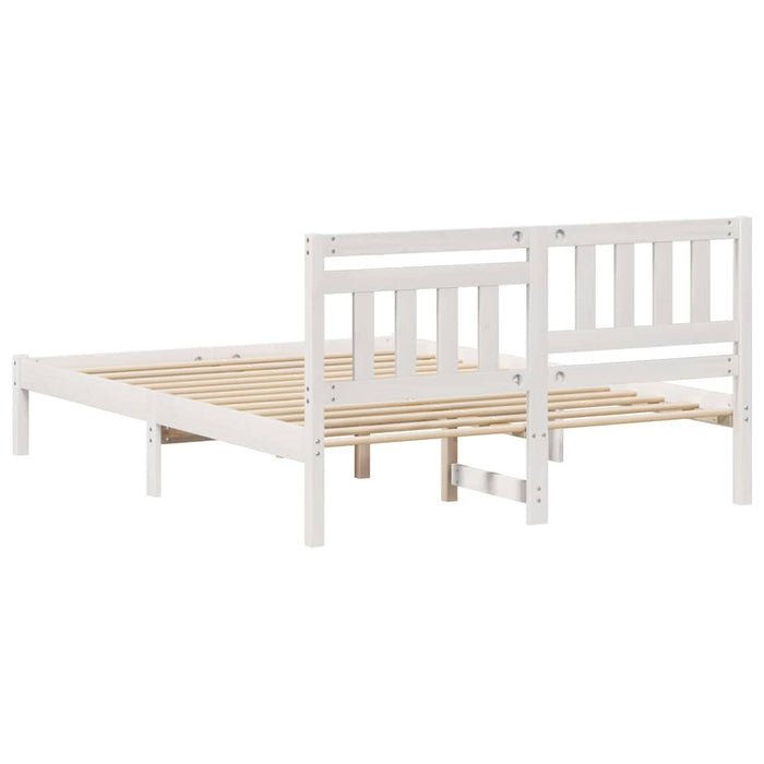 Cadru de pat cu headboard Alb 140 x 190 cm Lemn de pin masiv WALTI