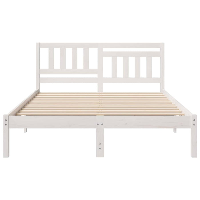 Cadru de pat cu headboard Alb 140 x 190 cm Lemn de pin masiv WALTI