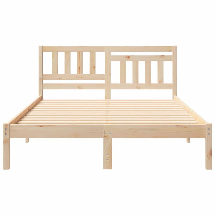 Cadru de pat cu headboard Maro 135 x 190 cm Lemn de pin masiv - WALTI WALTI