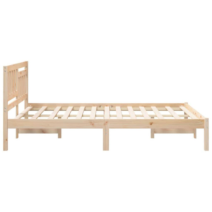 Cadru de pat cu headboard Maro 135 x 190 cm Lemn de pin masiv - WALTI WALTI