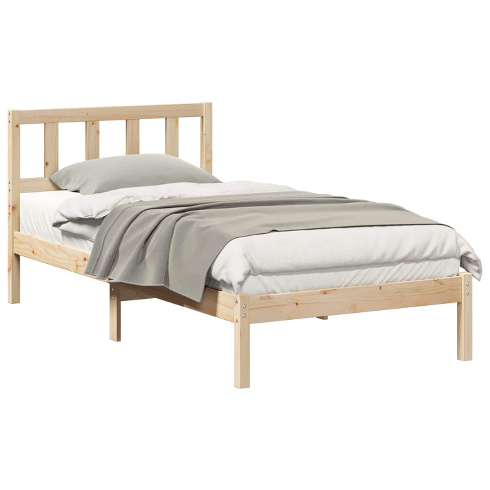 Cadru de pat cu headboard Maro 80 x 200 cm Lemn de pin masiv WALTI