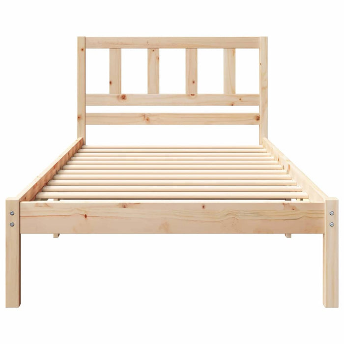 Cadru de pat cu headboard Maro 80 x 200 cm Lemn de pin masiv WALTI