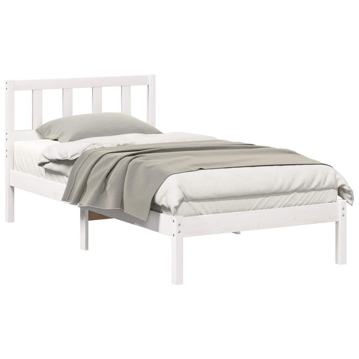 Cadru de pat cu headboard Alb 90 x 200 cm Lemn de pin masiv - WALTI WALTI