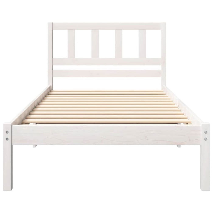 Cadru de pat cu headboard Alb 90 x 200 cm Lemn de pin masiv - WALTI WALTI