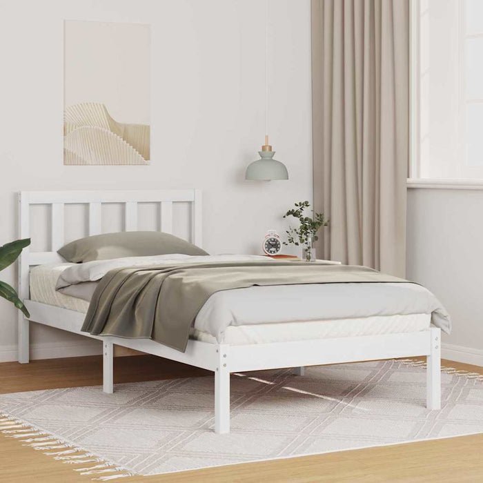 Cadru de pat cu headboard Alb 90 x 190 cm Lemn de pin masiv - WALTI WALTI
