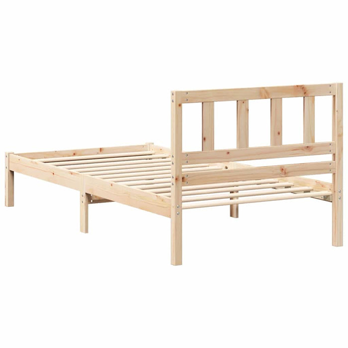Cadru de pat cu headboard Maro 75 x 190 cm Lemn de pin masiv - WALTI WALTI
