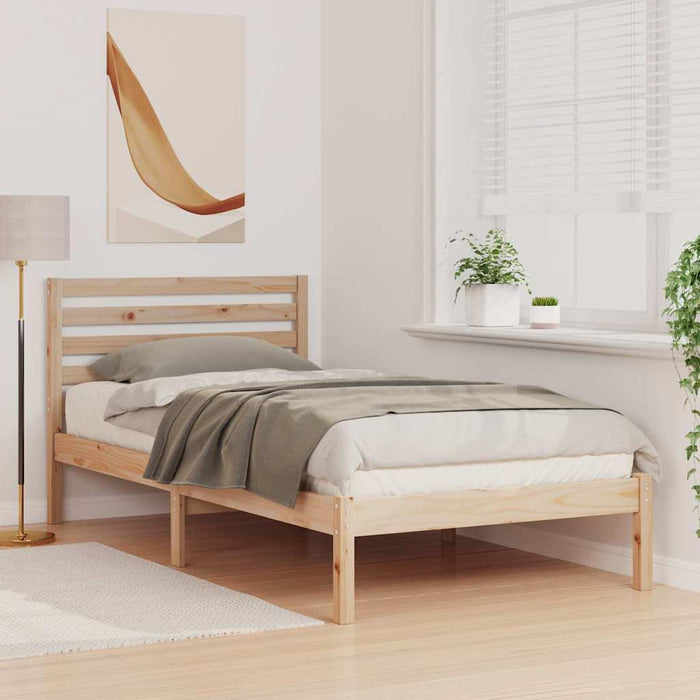 Cadru de pat cu headboard Maro 80 x 200 cm Lemn masiv de pin - WALTI WALTI