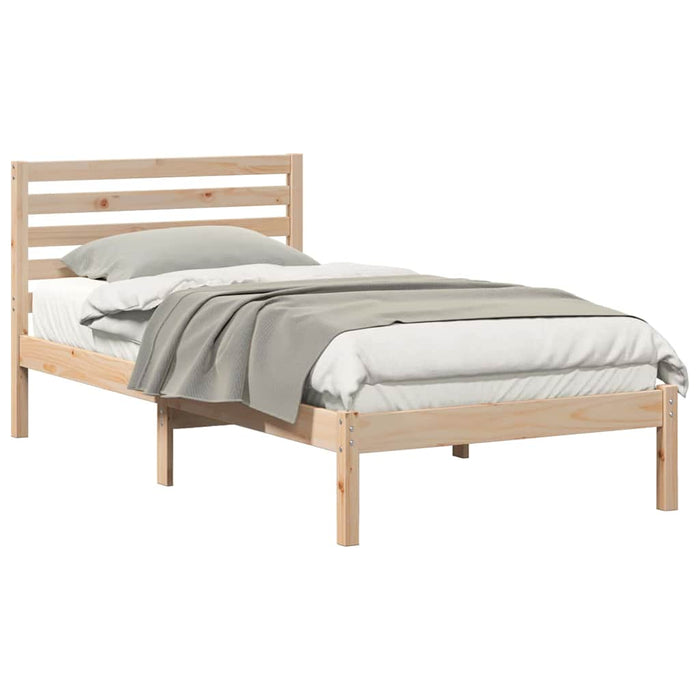 Cadru de pat cu headboard Maro 90 x 200 cm Lemn masiv de pin - WALTI WALTI