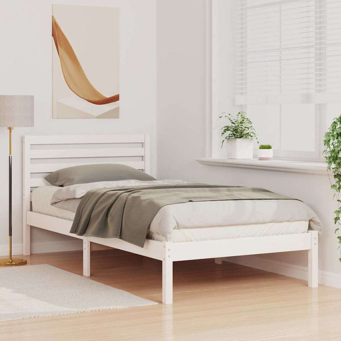 Cadru de pat cu headboard Alb 90 x 200 cm Lemn masiv de pin - WALTI WALTI