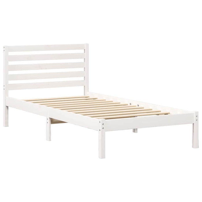 Cadru de pat cu headboard Alb 90 x 200 cm Lemn masiv de pin - WALTI WALTI