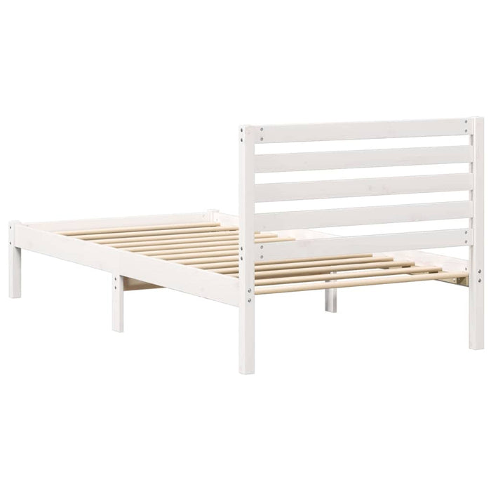 Cadru de pat cu headboard Alb 90 x 200 cm Lemn masiv de pin - WALTI WALTI