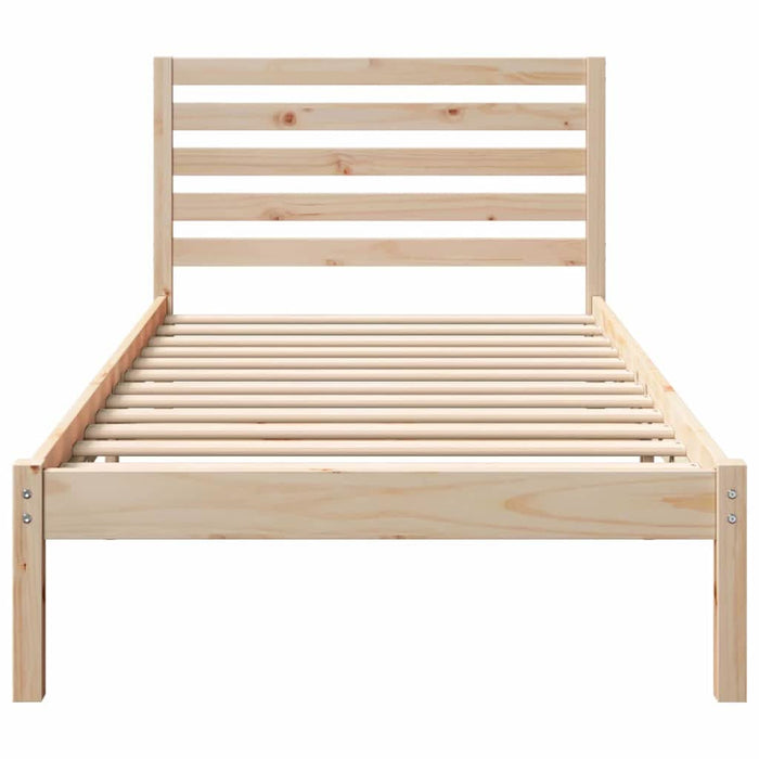 Cadru de pat cu headboard Maro 90 x 190 cm Lemn masiv de pin - WALTI WALTI