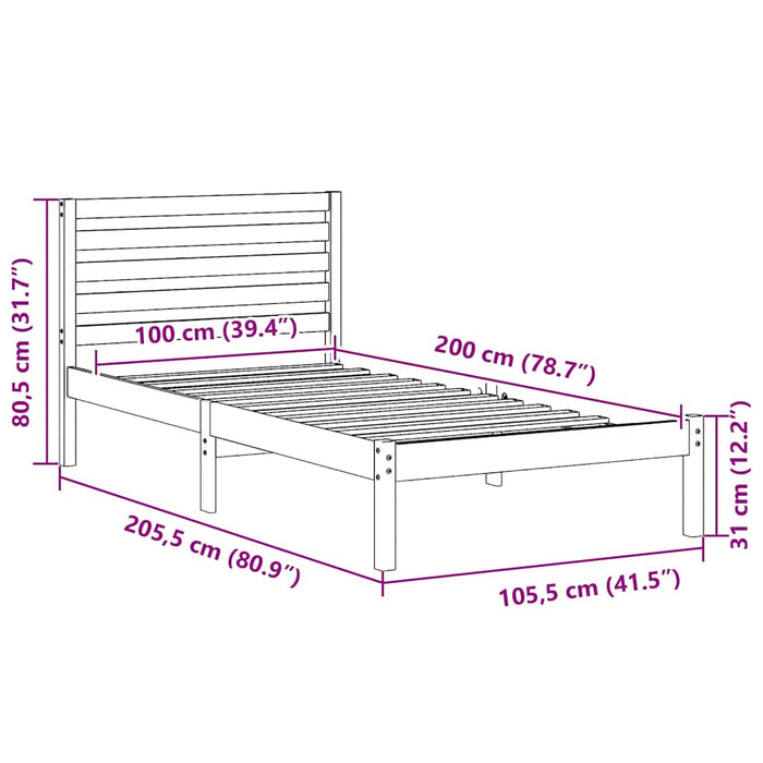 Cadru de pat cu headboard Maro 75 x 190 cm Lemn masiv de pin - WALTI WALTI