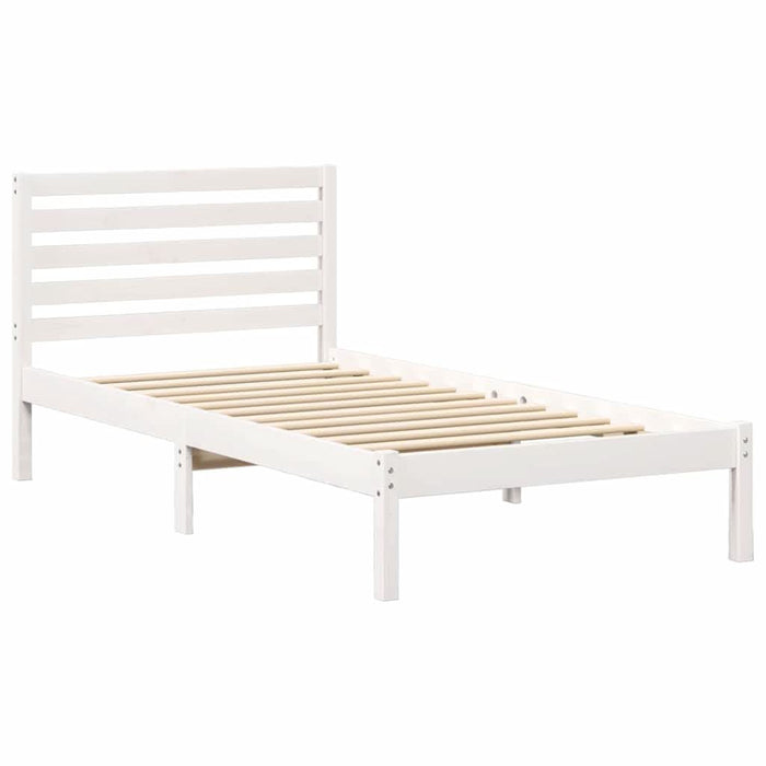 Cadru de pat cu headboard Alb 75 x 190 cm Lemn masiv de pin - WALTI WALTI