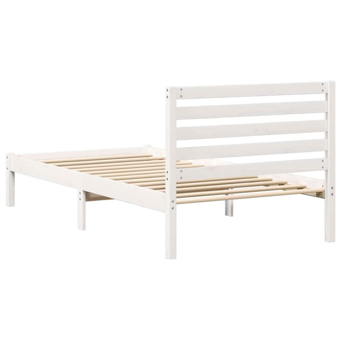 Cadru de pat cu headboard Alb 75 x 190 cm Lemn masiv de pin - WALTI WALTI