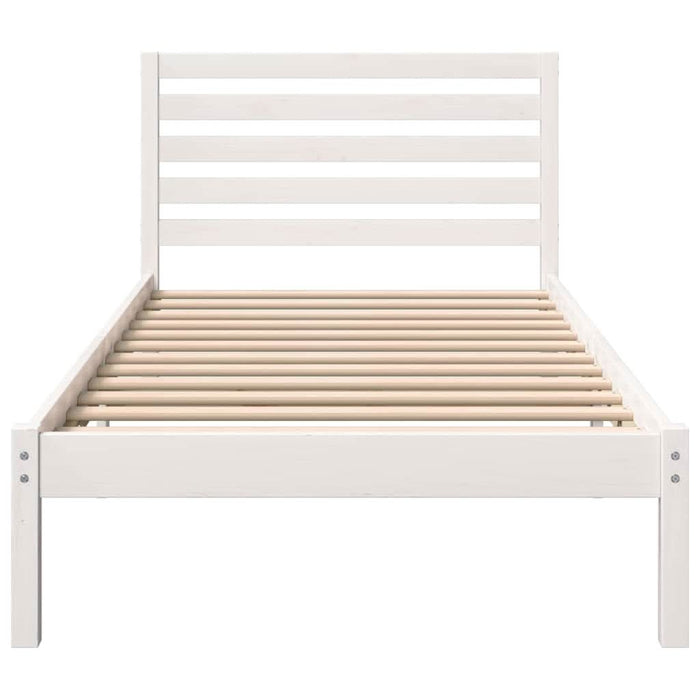 Cadru de pat cu headboard Alb 75 x 190 cm Lemn masiv de pin - WALTI WALTI