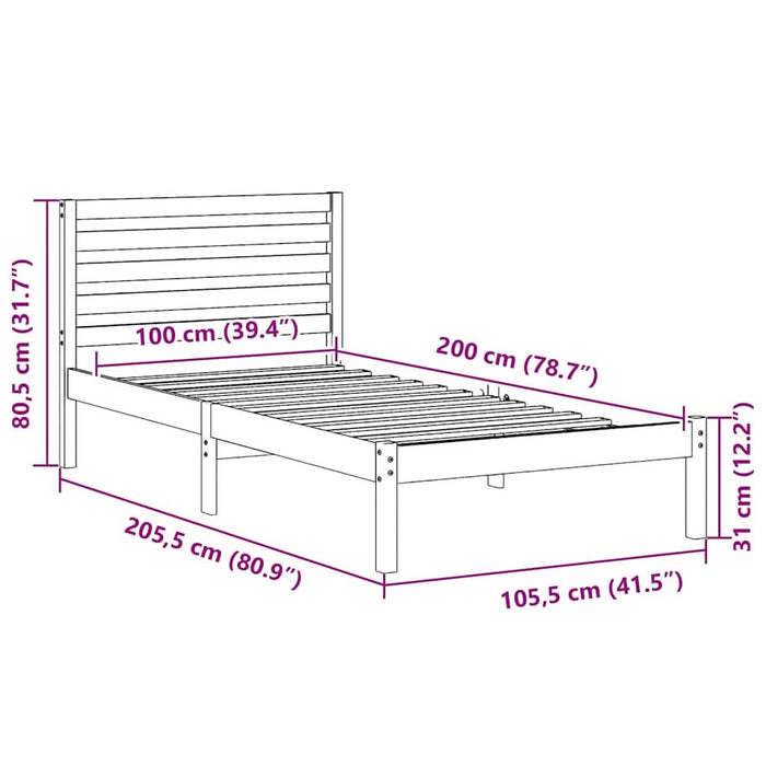 Cadru de pat cu headboard Alb 75 x 190 cm Lemn masiv de pin - WALTI WALTI