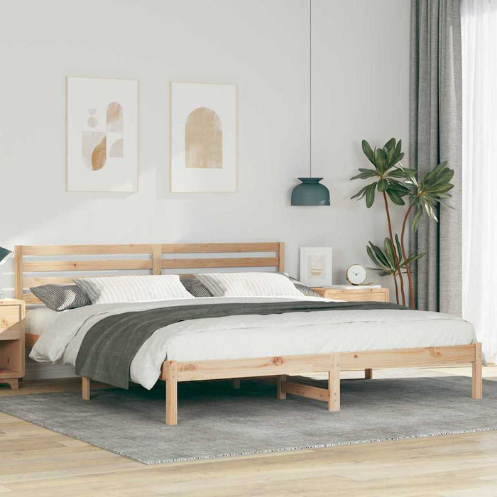 Cadru de pat cu headboard Maro 200 x 200 cm Lemn masiv de pin - WALTI WALTI