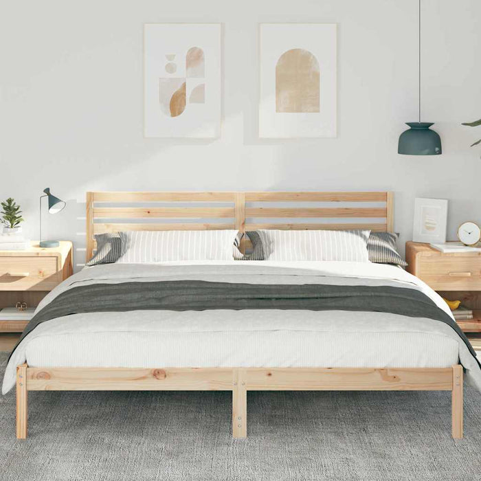 Cadru de pat cu headboard Maro 200 x 200 cm Lemn masiv de pin - WALTI WALTI