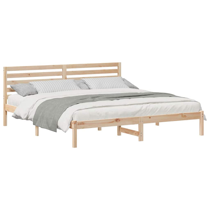 Cadru de pat cu headboard Maro 200 x 200 cm Lemn masiv de pin - WALTI WALTI