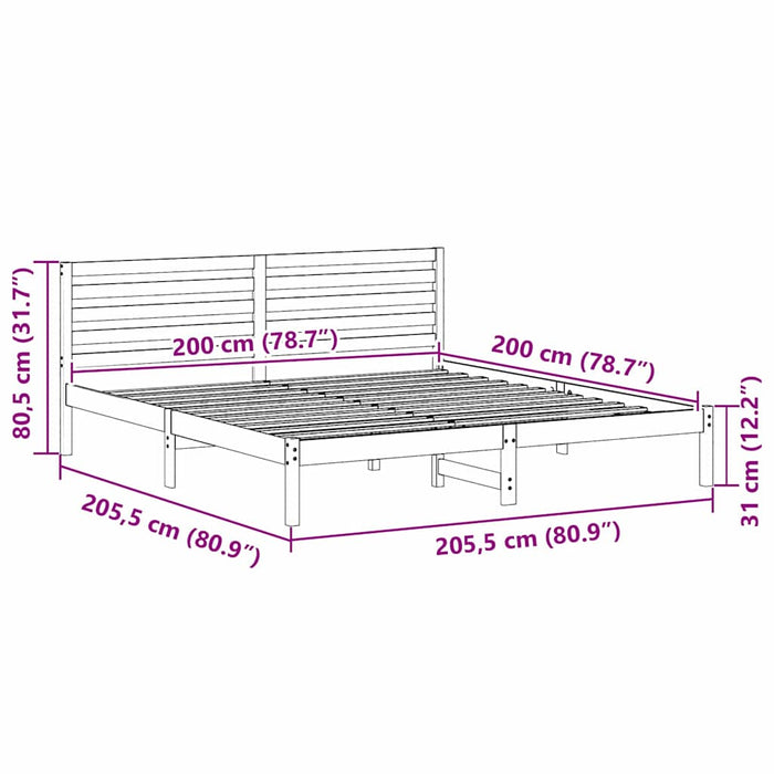 Cadru de pat cu headboard Maro 200 x 200 cm Lemn masiv de pin - WALTI WALTI