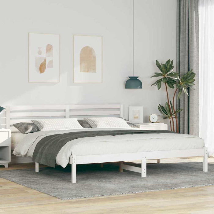 Cadru de pat cu headboard Alb 200 x 200 cm Lemn masiv de pin - WALTI WALTI