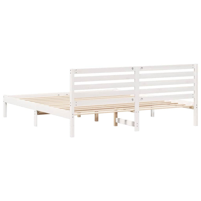 Cadru de pat cu headboard Alb 200 x 200 cm Lemn masiv de pin - WALTI WALTI