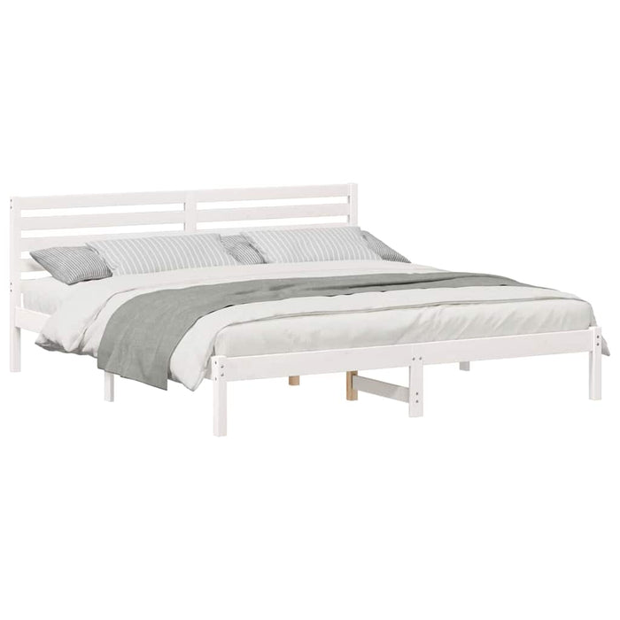 Cadru de pat cu headboard Alb 180 x 200 cm Lemn masiv de pin - WALTI WALTI