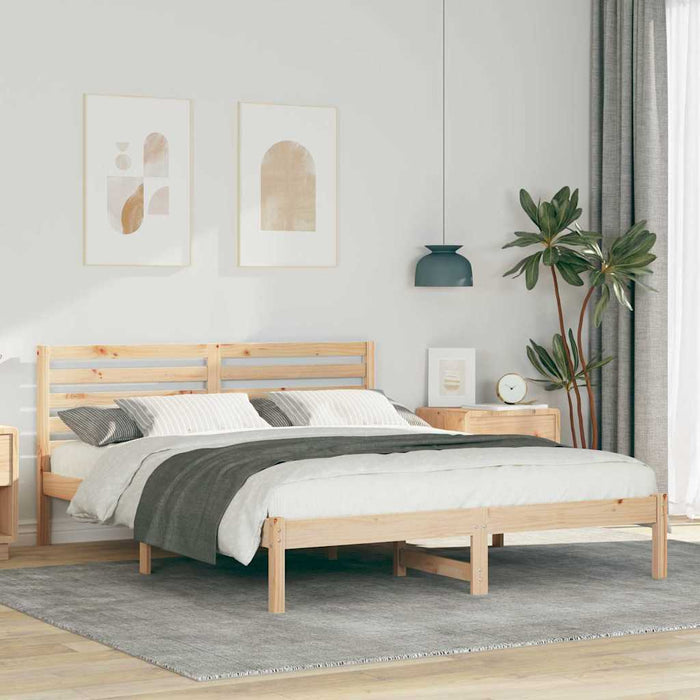 Cadru de pat cu headboard Maro 160 x 200 cm Lemn masiv de pin - WALTI WALTI