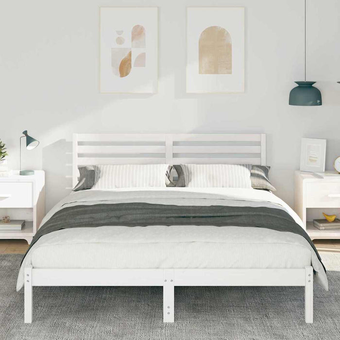Cadru de pat cu headboard Alb 160 x 200 cm Lemn masiv de pin - WALTI WALTI