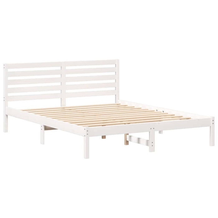 Cadru de pat cu headboard Alb 160 x 200 cm Lemn masiv de pin - WALTI WALTI