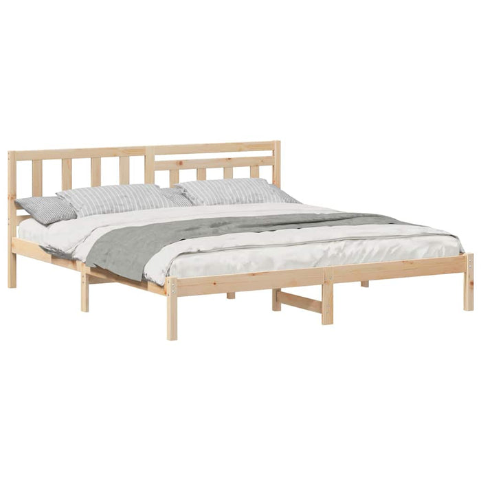 Cadru de pat cu headboard Maro 150 x 200 cm Lemn masiv de pin - WALTI WALTI