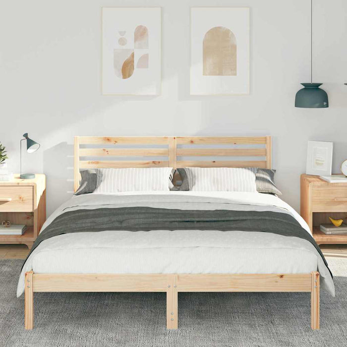 Cadru de pat cu headboard Maro 140 x 200 cm Lemn masiv de pin - WALTI WALTI