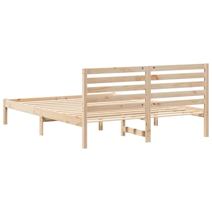 Cadru de pat cu headboard Maro 140 x 200 cm Lemn masiv de pin - WALTI WALTI
