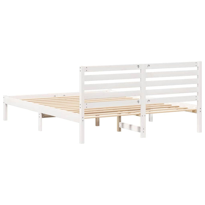 Cadru de pat cu headboard Alb 140 x 200 cm Lemn masiv de pin - WALTI WALTI