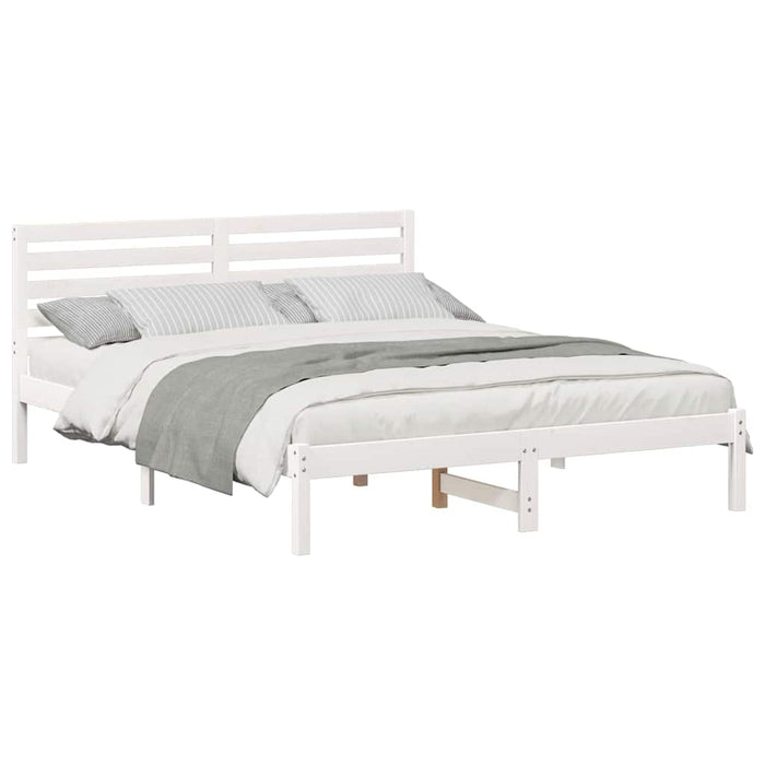 Cadru de pat cu headboard Alb 140 x 200 cm Lemn masiv de pin - WALTI WALTI