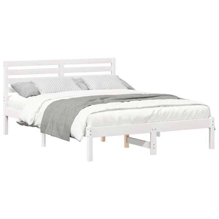 Cadru de pat cu headboard Alb 120 x 190 cm Lemn masiv de pin - WALTI WALTI