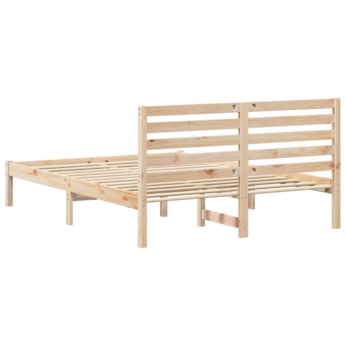 Cadru de pat cu headboard Maro 135 x 190 cm Lemn masiv de pin - WALTI WALTI