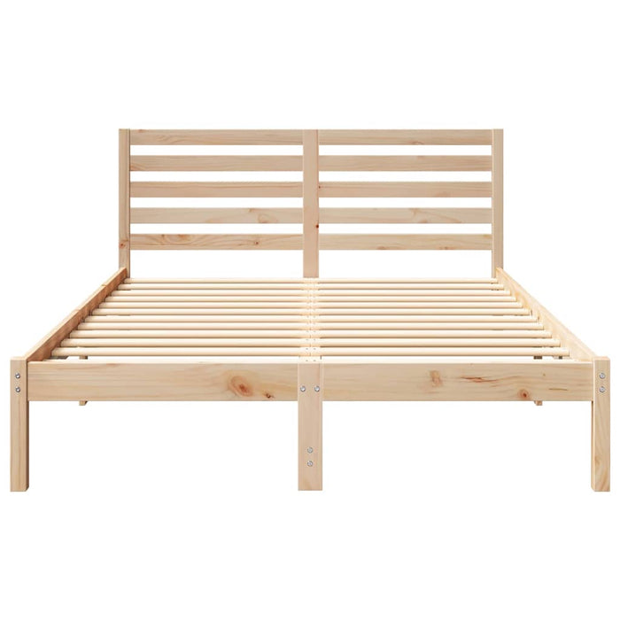 Cadru de pat cu headboard Maro 135 x 190 cm Lemn masiv de pin - WALTI WALTI