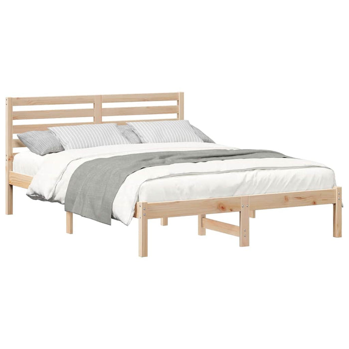 Cadru de pat cu headboard Maro 135 x 190 cm Lemn masiv de pin - WALTI WALTI