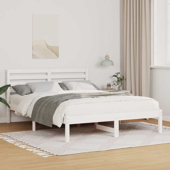 Cadru de pat cu headboard Alb 135 x 190 cm Lemn masiv de pin - WALTI WALTI
