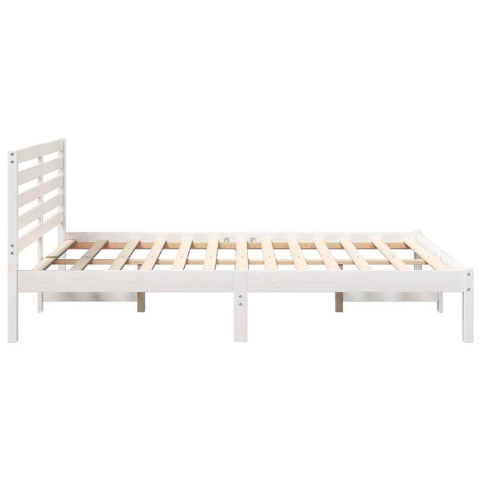 Cadru de pat cu headboard Alb 135 x 190 cm Lemn masiv de pin - WALTI WALTI