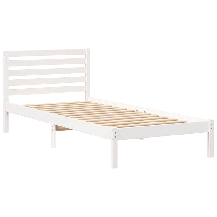 Cadru de pat cu headboard Alb 80 x 210 cm Lemn masiv de pin - WALTI WALTI