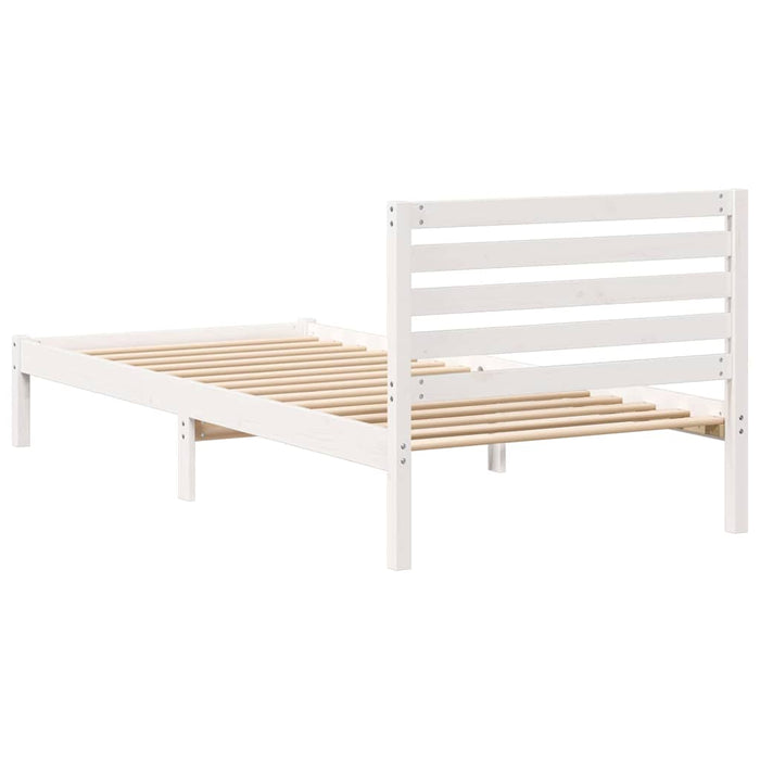 Cadru de pat cu headboard Alb 80 x 210 cm Lemn masiv de pin - WALTI WALTI